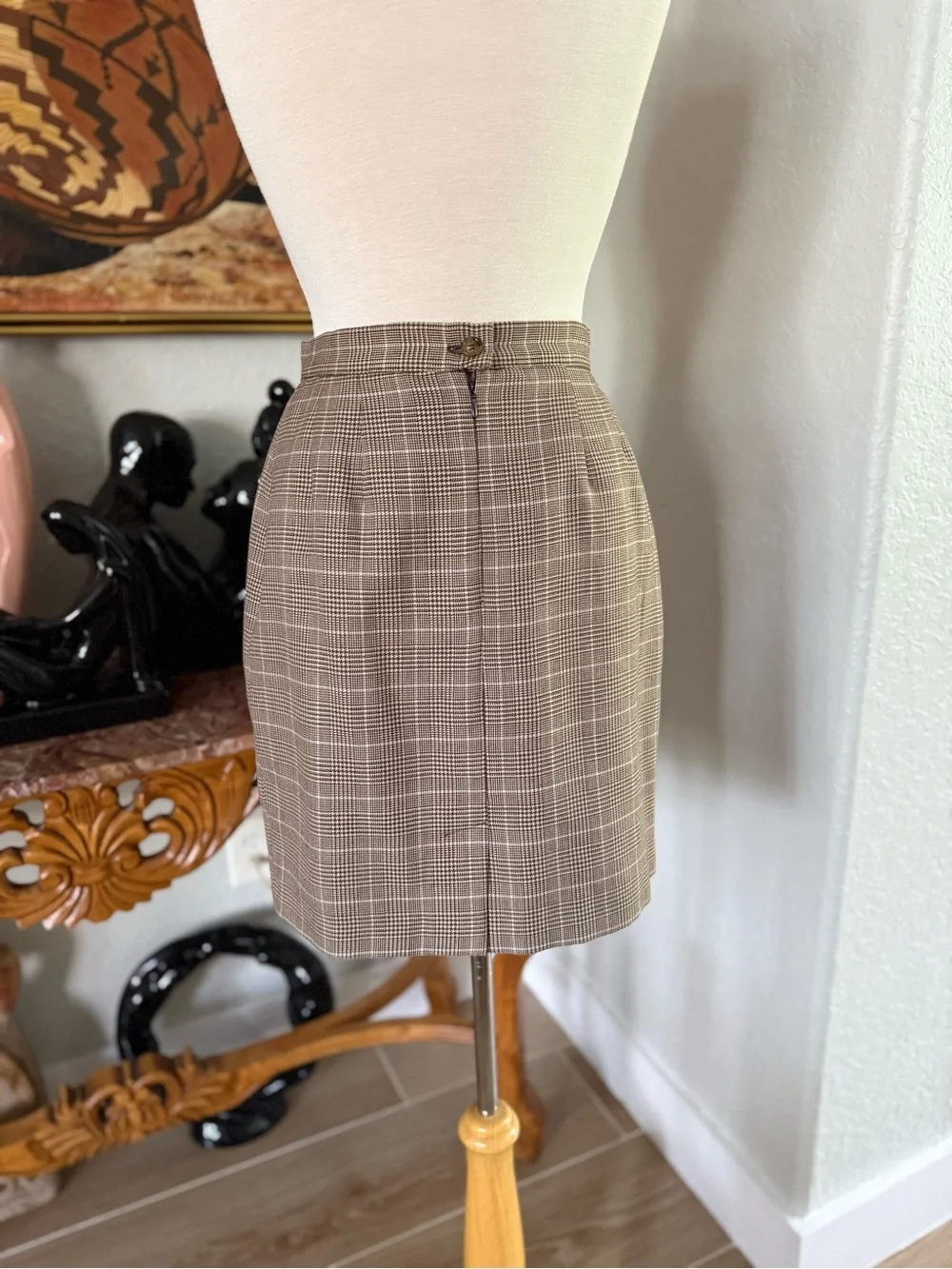 VTG Petite Sophisticate Brown Plaid Two-Piece Suit